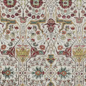 Photo of Ivory Red And Green Floral Washable Indoor Outdoor Area Rug