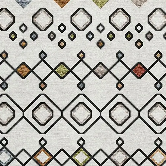 Ivory Red And Green Southwestern Washable Area Rug With UV Protection Photo 3