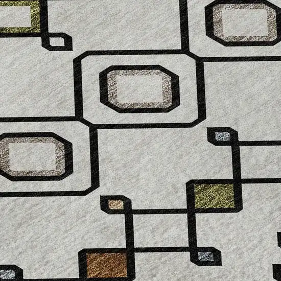 Ivory Red And Green Southwestern Washable Area Rug With UV Protection Photo 2