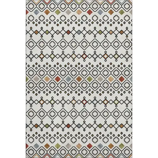 Ivory Red And Green Southwestern Washable Area Rug With UV Protection Photo 6