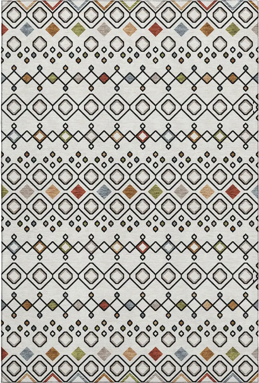 Ivory Red And Green Southwestern Washable Area Rug With UV Protection Photo 6