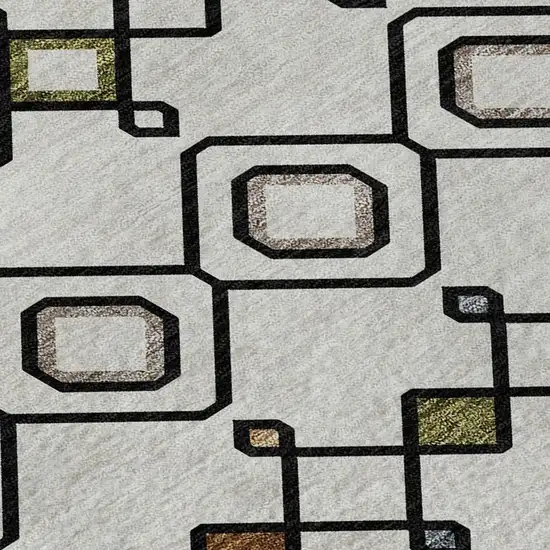 Ivory Red And Green Southwestern Washable Area Rug With UV Protection Photo 2