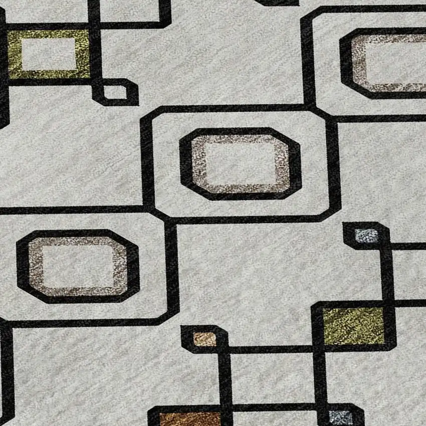 Ivory Red And Green Southwestern Washable Area Rug With UV Protection Photo 2