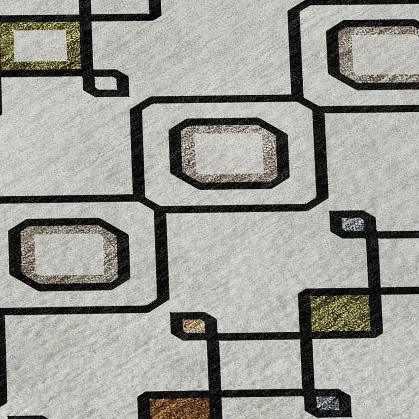 Ivory Red And Green Southwestern Washable Area Rug With UV Protection Photo 2