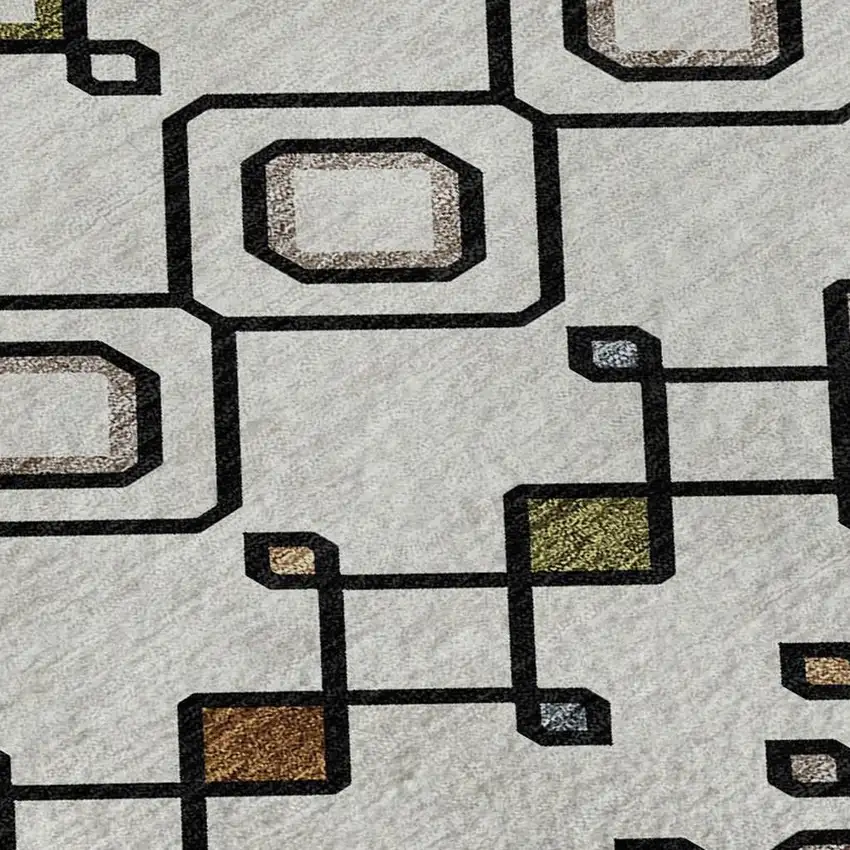 Ivory Red And Green Southwestern Washable Area Rug With UV Protection Photo 2