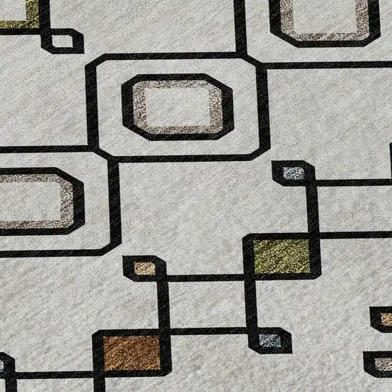 Ivory Red And Green Southwestern Washable Area Rug With UV Protection Photo 2