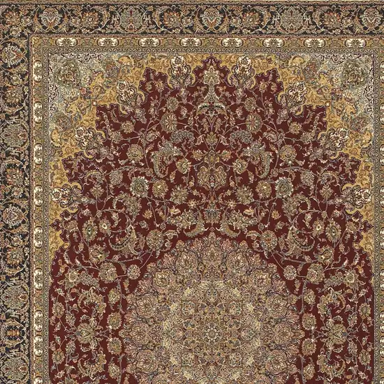 Ivory Red And Orange Medallion Area Rug With Fringe Photo 3