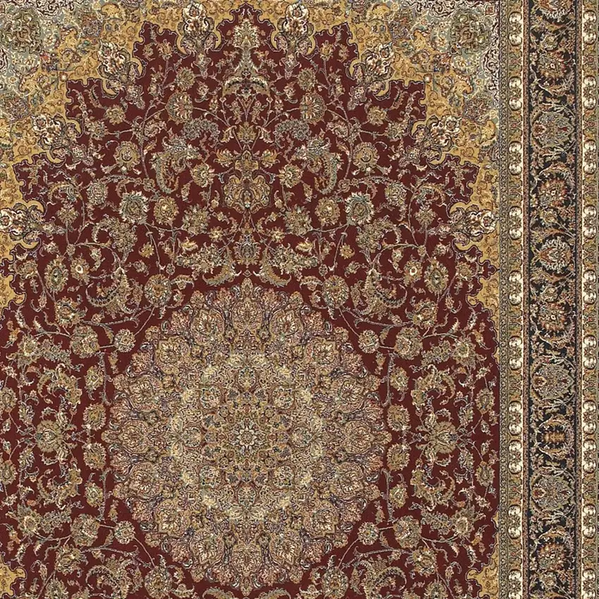 Ivory Red And Orange Medallion Area Rug With Fringe Photo 4