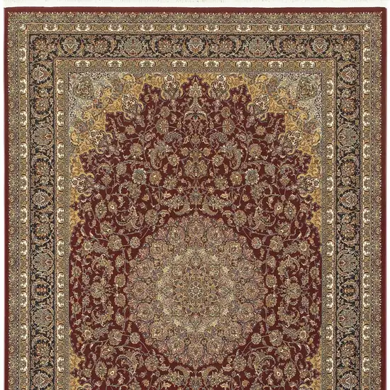 Ivory Red And Orange Medallion Area Rug With Fringe Photo 5