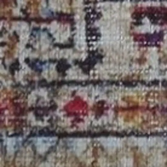 Ivory Red And Pink Abstract Area Rug Photo 7