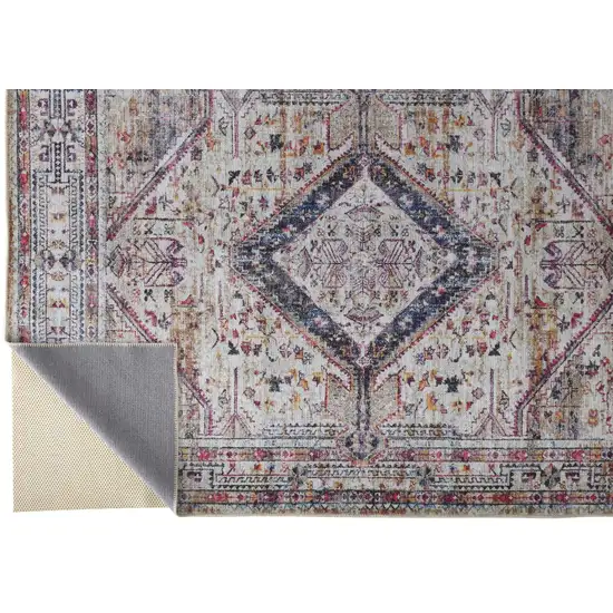 Ivory Red And Pink Abstract Area Rug Photo 8