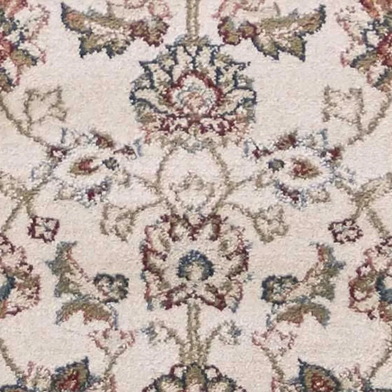 Ivory Red Bordered Floral Indoor Runner Rug Photo 3
