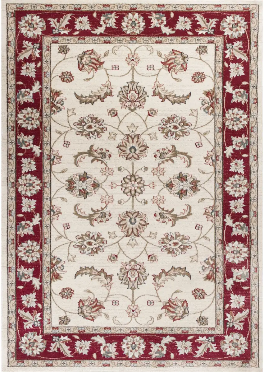 3'X5' Ivory Red Floral Indoor Area Rug Photo 6