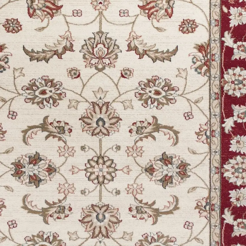 Ivory Red Floral Indoor Area Rug Photo 7