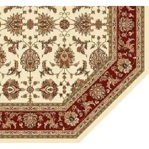 Photo of Ivory Red Machine Woven Traditional Octagon Indoor Area Rug