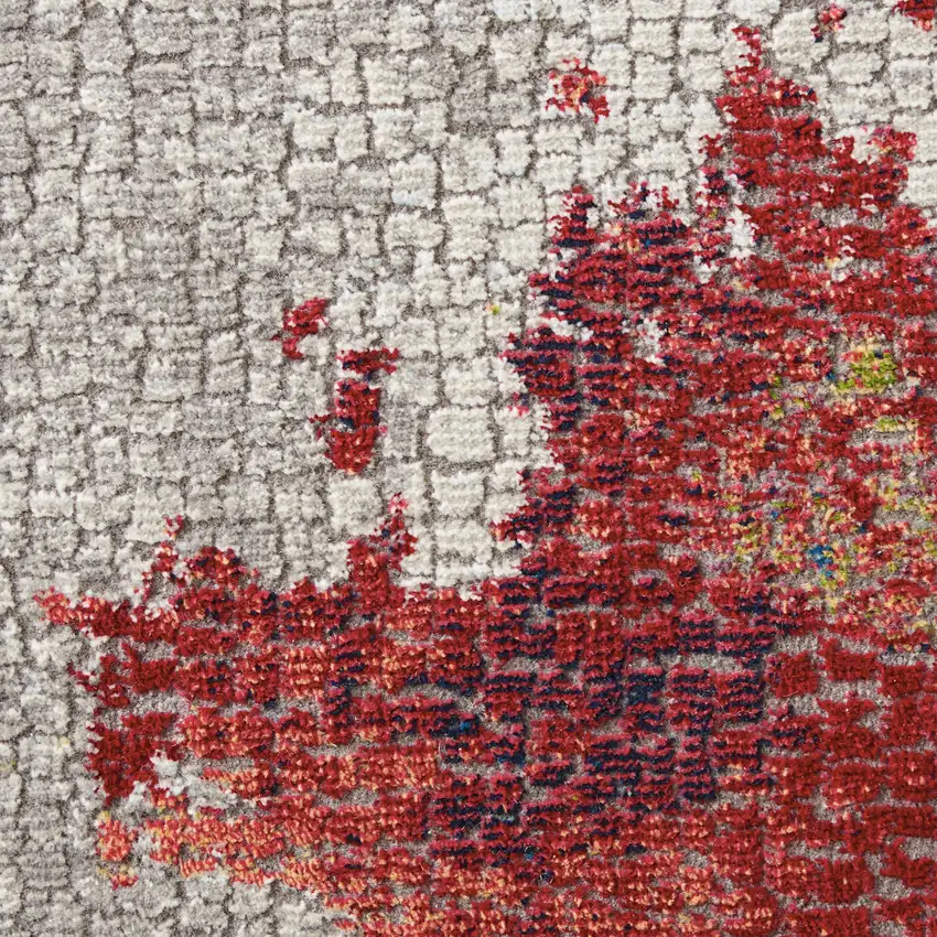 Ivory Red and Blue Abstract Distressed Non Skid Area Rug Photo 9