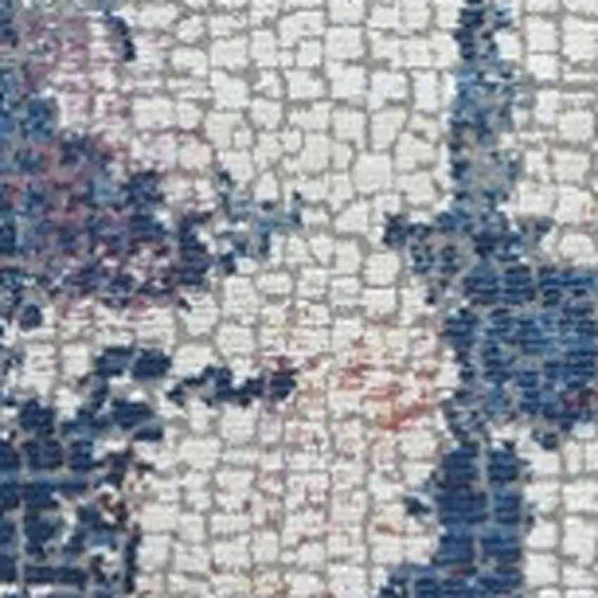 Ivory Red and Blue Abstract Distressed Non Skid Area Rug Photo 4