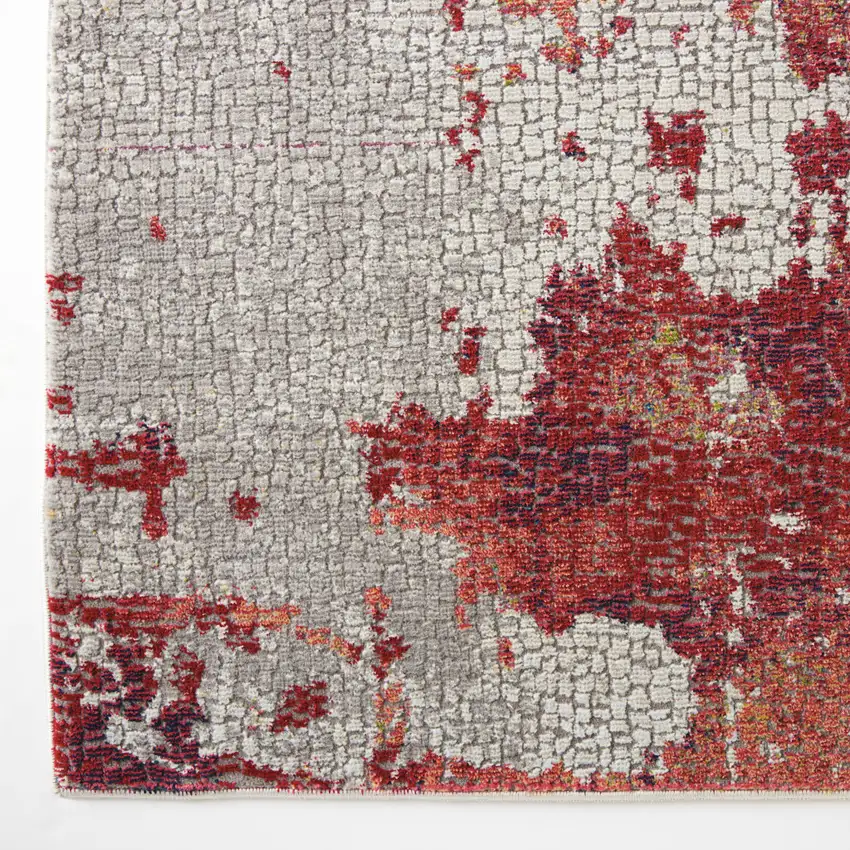 Ivory Red and Blue Abstract Distressed Non Skid Area Rug Photo 9