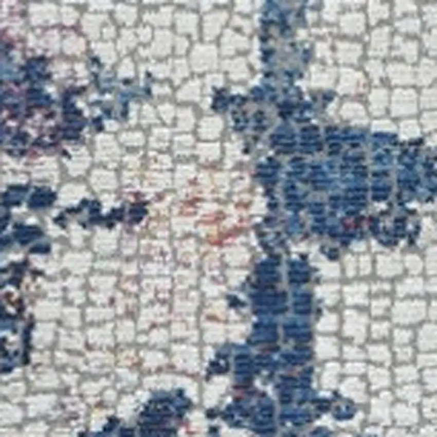 Ivory Red and Blue Abstract Distressed Non Skid Area Rug Photo 7