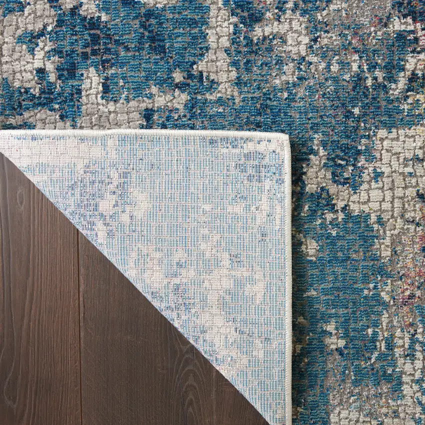 Ivory Red and Blue Abstract Distressed Non Skid Area Rug Photo 8