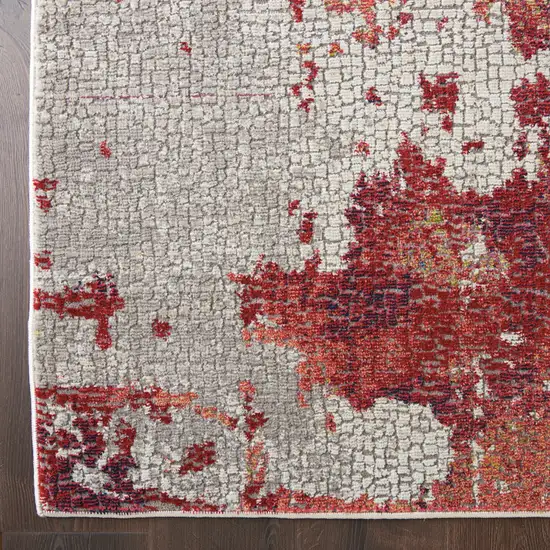 Ivory Red and Blue Abstract Distressed Non Skid Area Rug Photo 9