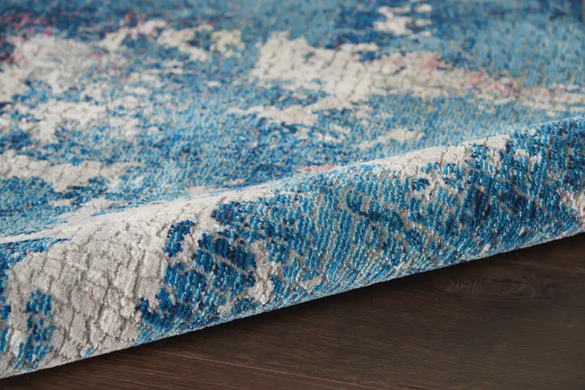 Ivory Red and Blue Abstract Distressed Non Skid Area Rug Photo 6