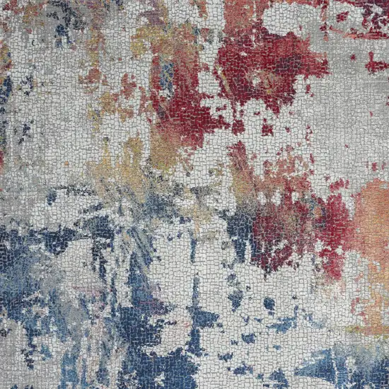 Ivory Red and Blue Abstract Distressed Non Skid Area Rug Photo 6
