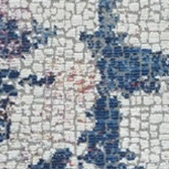 Ivory Red and Blue Abstract Distressed Non Skid Area Rug Photo 2