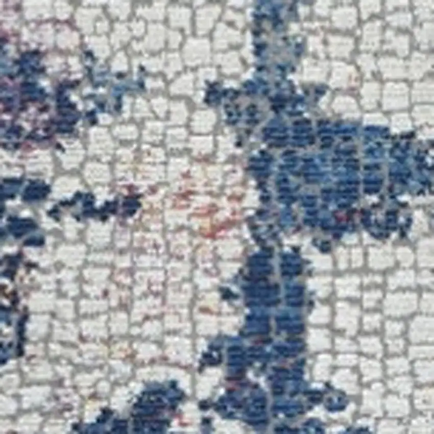 Ivory Red and Blue Abstract Distressed Non Skid Area Rug Photo 2