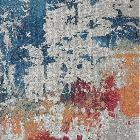 Ivory Red and Blue Abstract Distressed Non Skid Area Rug Photo 7