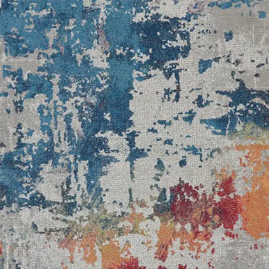 Ivory Red and Blue Abstract Distressed Non Skid Area Rug Photo 8