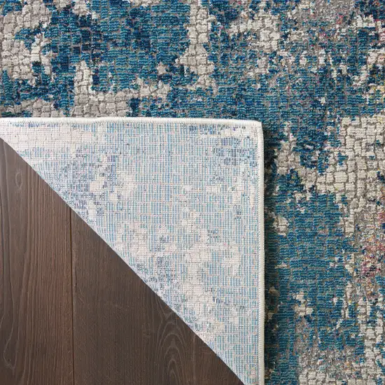 Ivory Red and Blue Abstract Distressed Non Skid Area Rug Photo 9