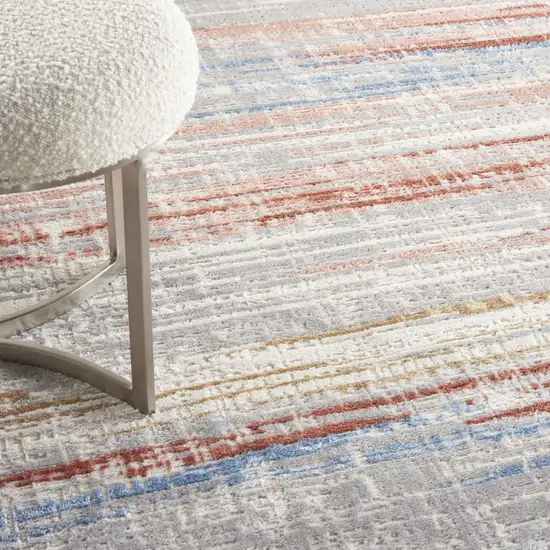 Ivory Red and Blue Abstract Non Skid Area Rug Photo 8