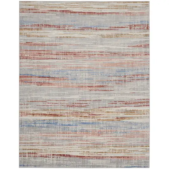 Ivory Red and Blue Abstract Non Skid Area Rug Photo 9