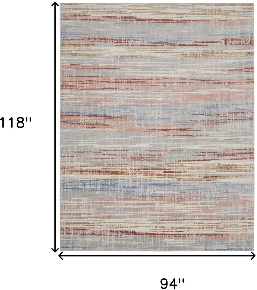 Ivory Red and Blue Abstract Non Skid Area Rug Photo 3