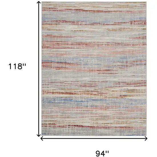 Ivory Red and Blue Abstract Non Skid Area Rug Photo 3