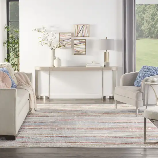 Ivory Red and Blue Abstract Non Skid Area Rug Photo 5