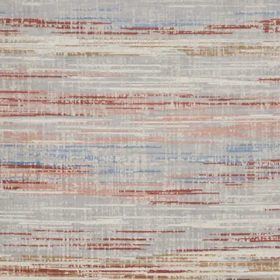 Ivory Red and Blue Abstract Non Skid Area Rug Photo 7