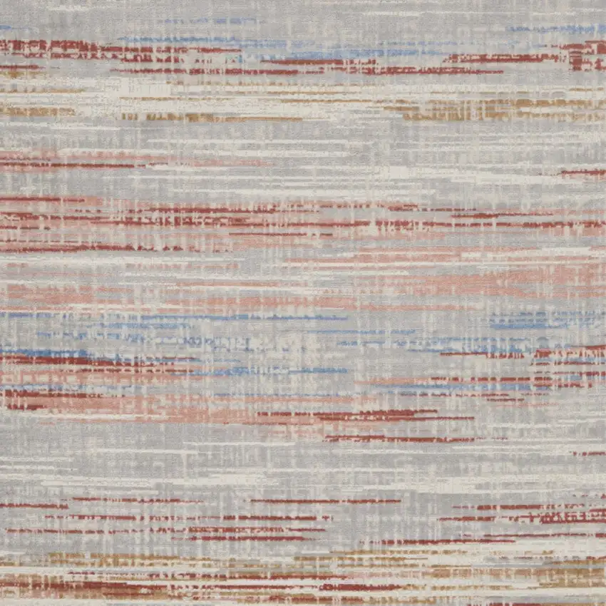 Ivory Red and Blue Abstract Non Skid Area Rug Photo 7
