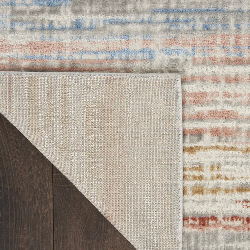 Ivory Red and Blue Abstract Non Skid Area Rug Photo 8