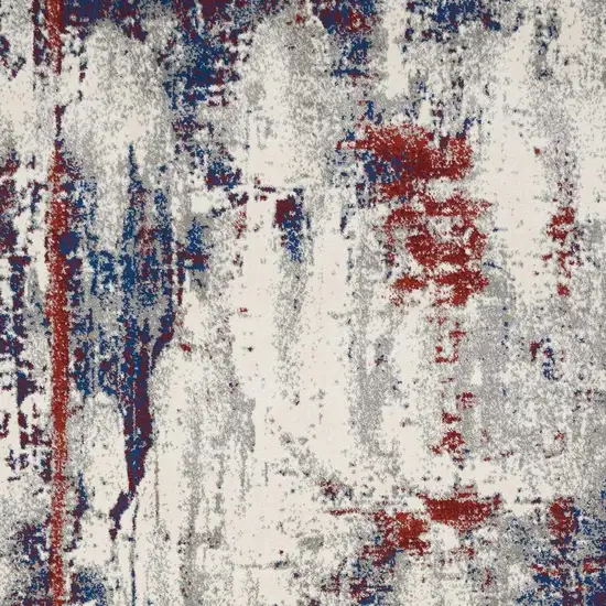 Ivory Red and Blue Abstract Non Skid Area Rug Photo 5