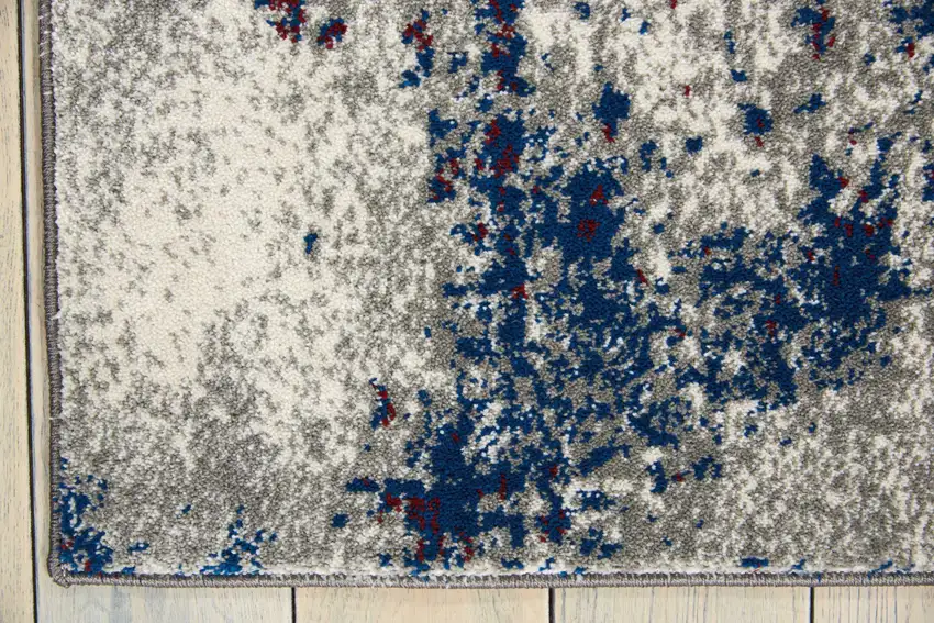 Ivory Red and Blue Abstract Non Skid Area Rug Photo 4