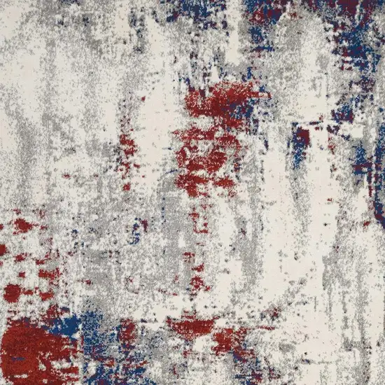 Ivory Red and Blue Abstract Non Skid Area Rug Photo 3