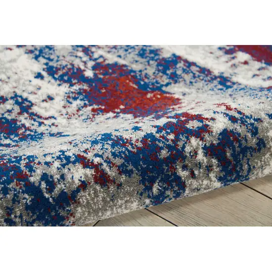 Ivory Red and Blue Abstract Non Skid Area Rug Photo 9