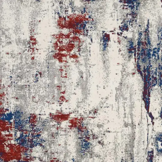 Ivory Red and Blue Abstract Non Skid Area Rug Photo 6