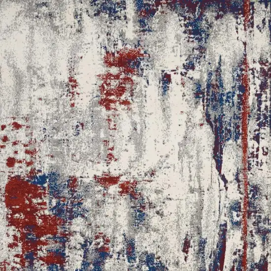 Ivory Red and Blue Abstract Non Skid Area Rug Photo 4