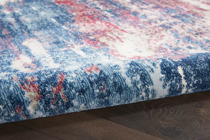 Ivory Red and Blue Abstract Non Skid Area Rug Photo 7