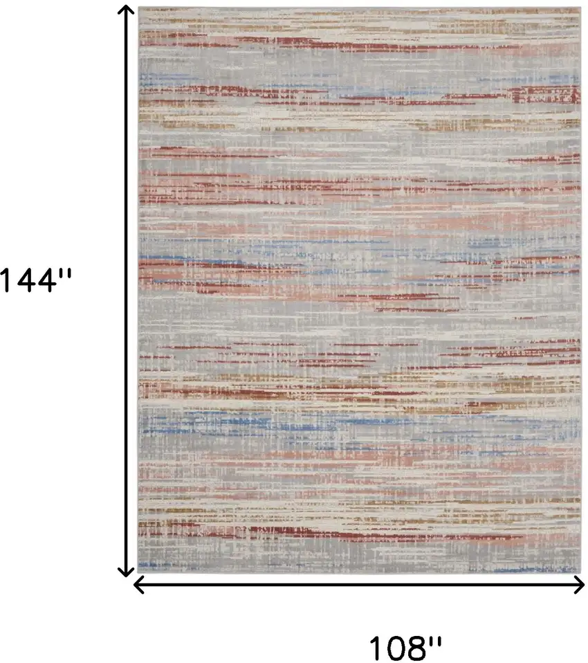 Ivory Red and Blue Abstract Non Skid Area Rug Photo 3