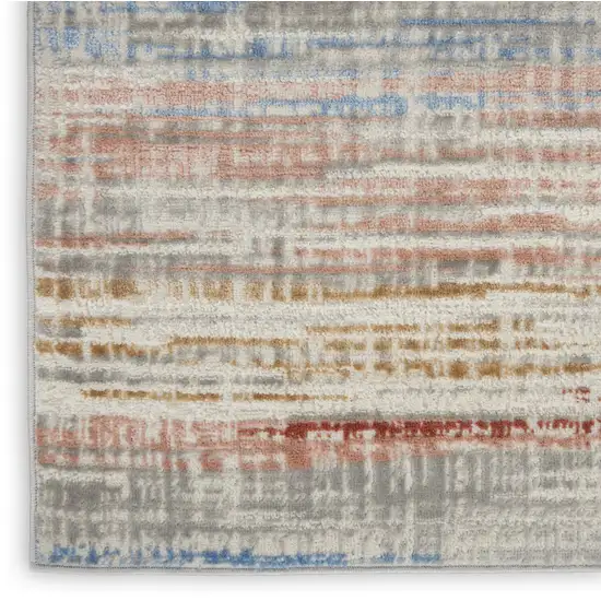Ivory Red and Blue Abstract Non Skid Area Rug Photo 6