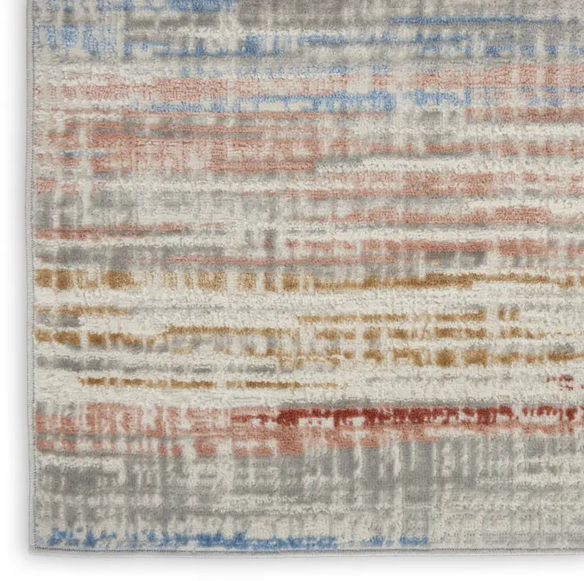 Ivory Red and Blue Abstract Non Skid Area Rug Photo 6